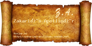 Zakariás Apollinár névjegykártya